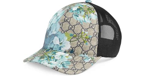 gucci cap blumen blau|GG canvas baseball hat in blue and grey .